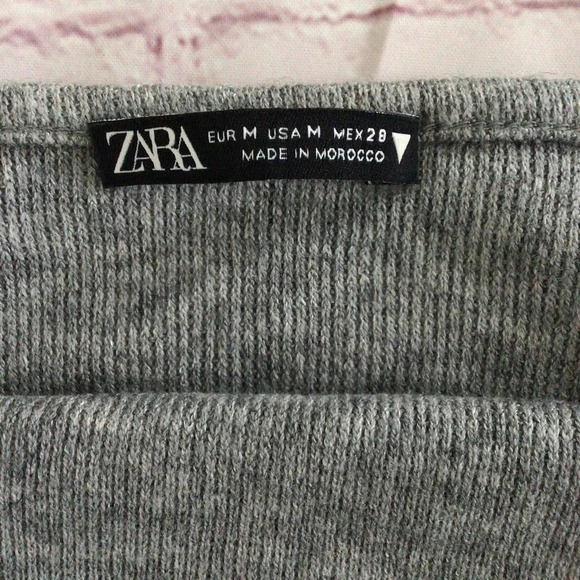 ZARA Gray Soft Feel Knit Spaghetti Strap Crop Top - Size Medium - Picture 3 of 4